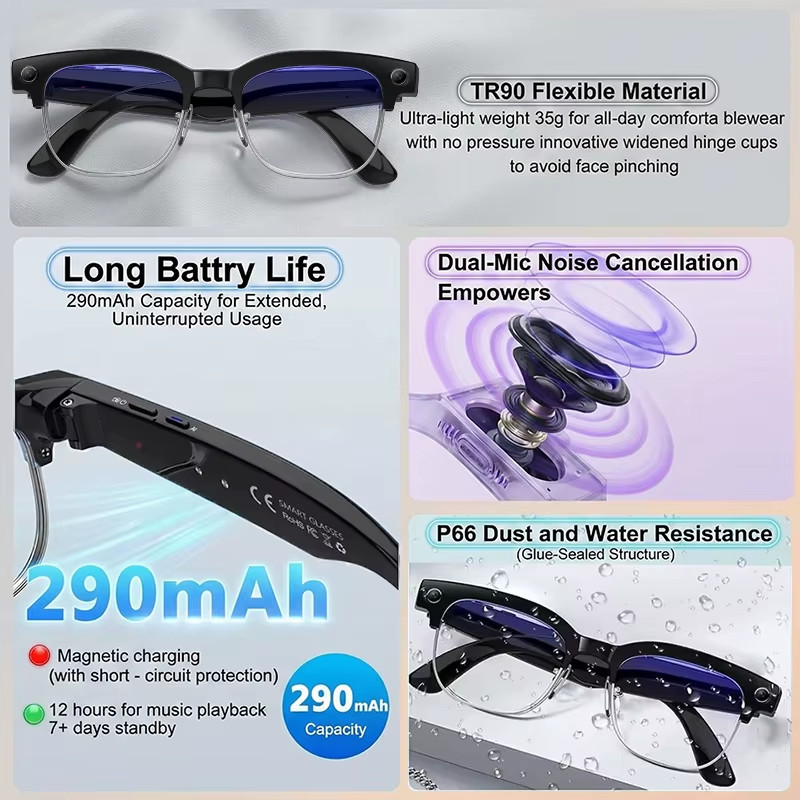 2026 New Upgrade Smart Glasses with Camera Video Recording AI Photo Recognition