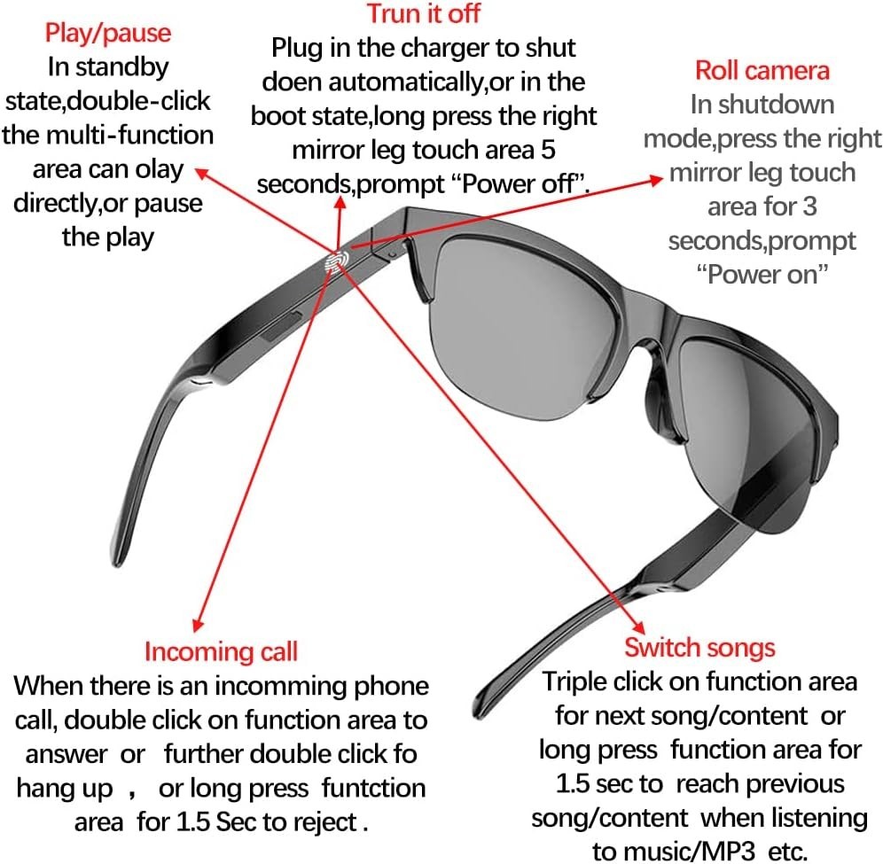 Unisex Bluetooth Smart Sunglasses | Touch Control, UV Protection & Comfort Fit