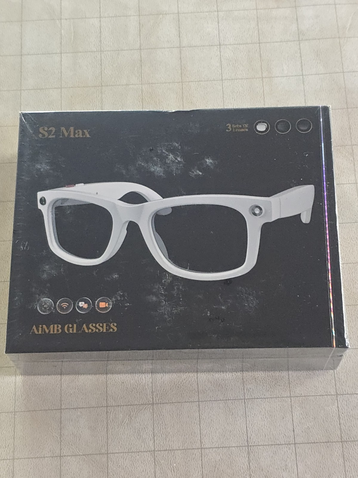 AiMB S2 Max Smart Glasses – Black Wi‑Fi Connected Smart Eyewear Glasses
