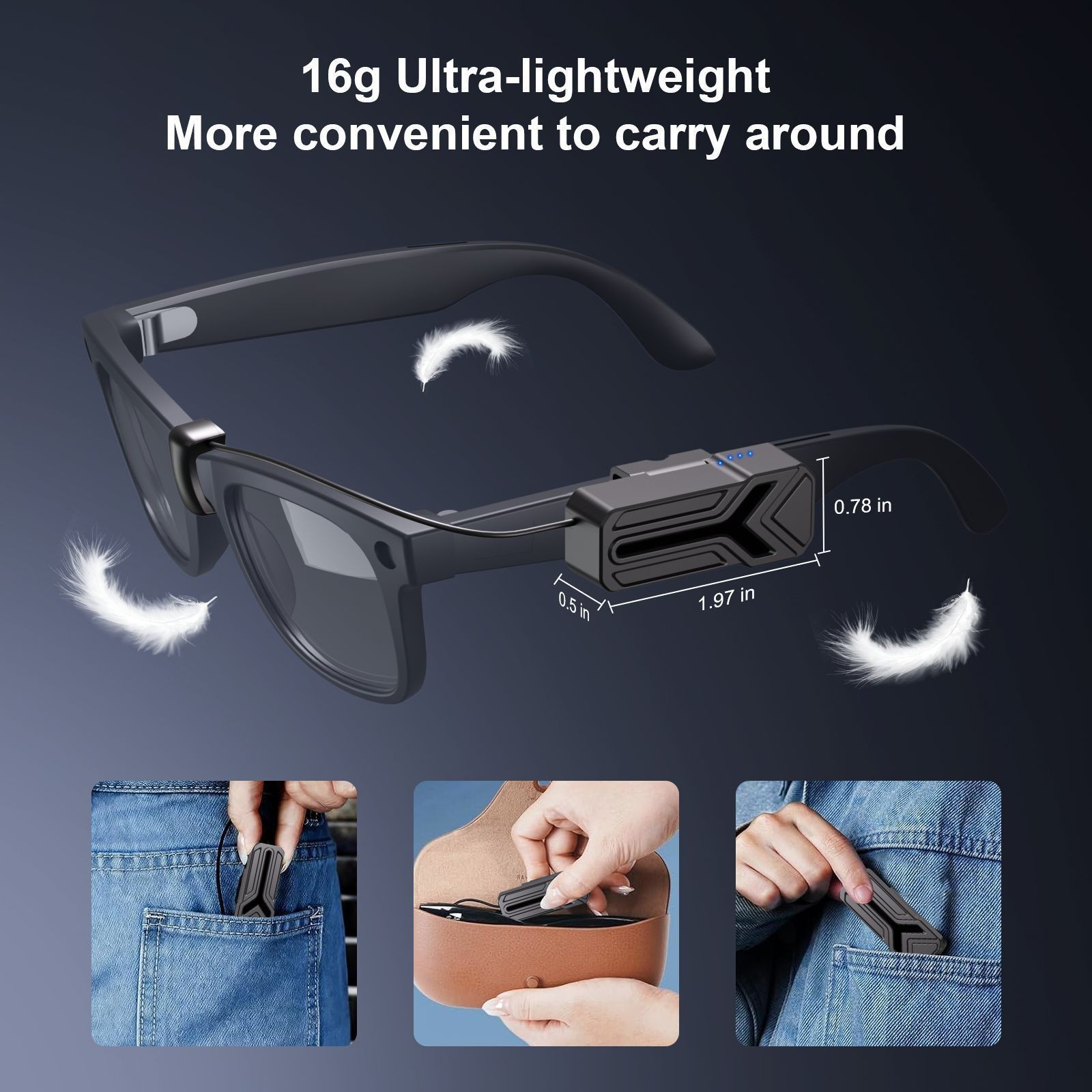 Power Bank for Meta Glasses Wayfarer Skyler Headliner Oakley Display 2 Charges