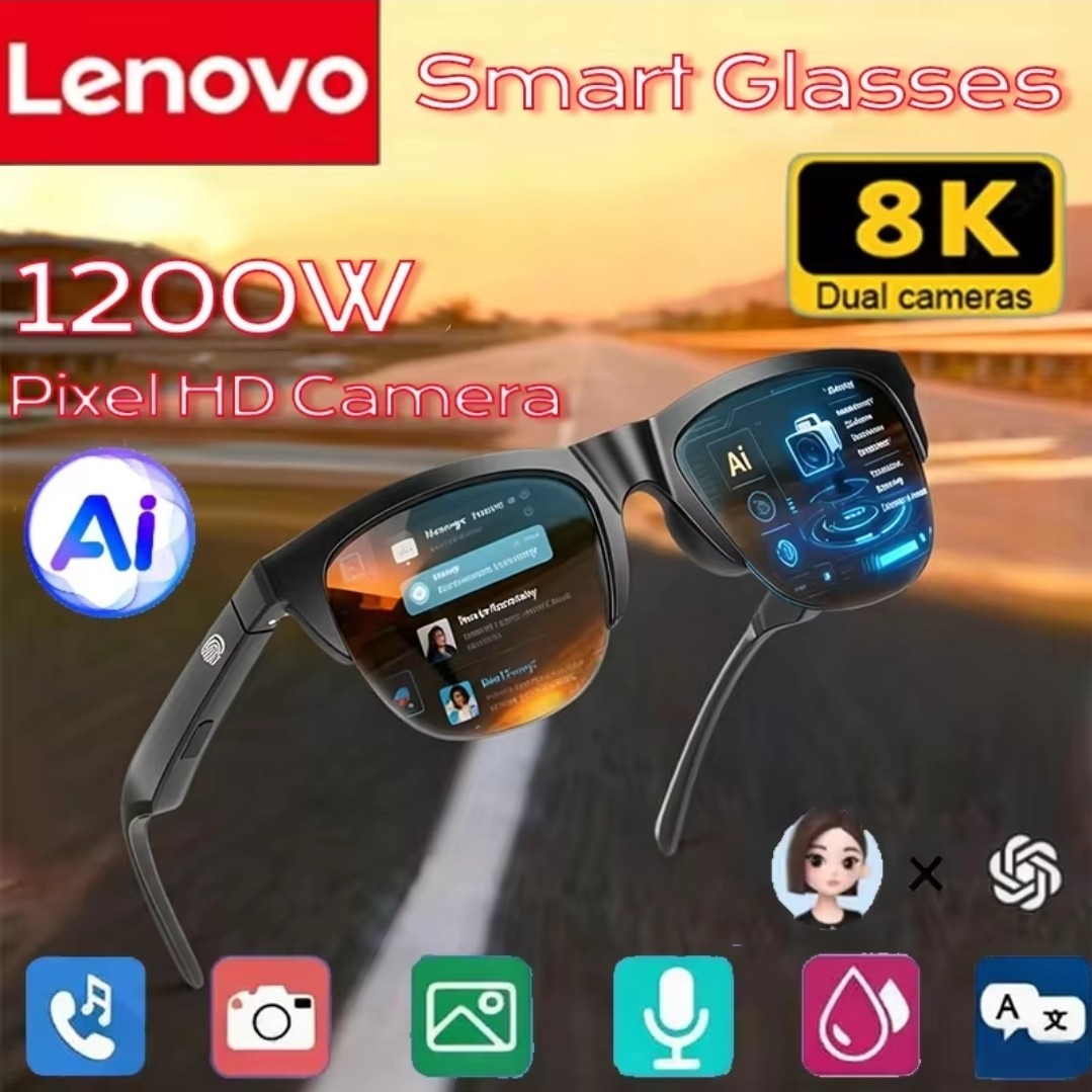 Lenovo AI Smart Glasses 8K Dual Cameras Intelligent Audio Bluetooth