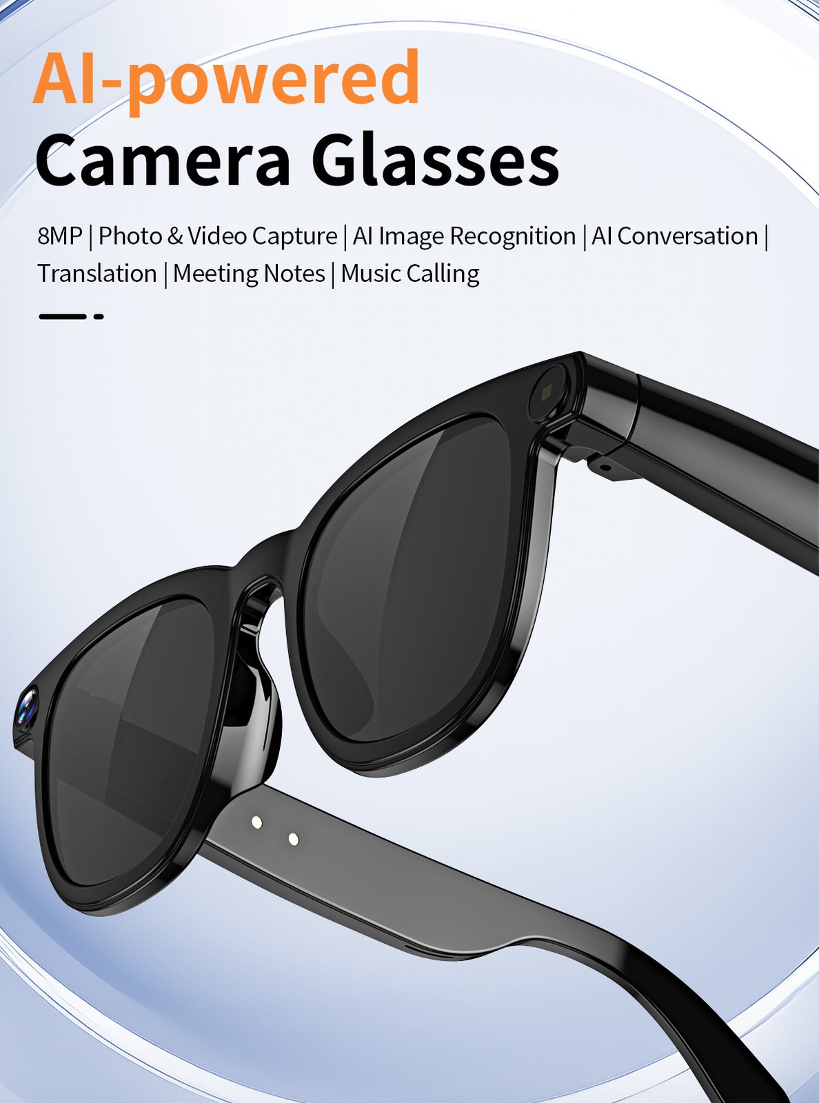 V3 Smart Glasses AI Translation 8MP Camera Photo Video Bluetooth Calling LLL