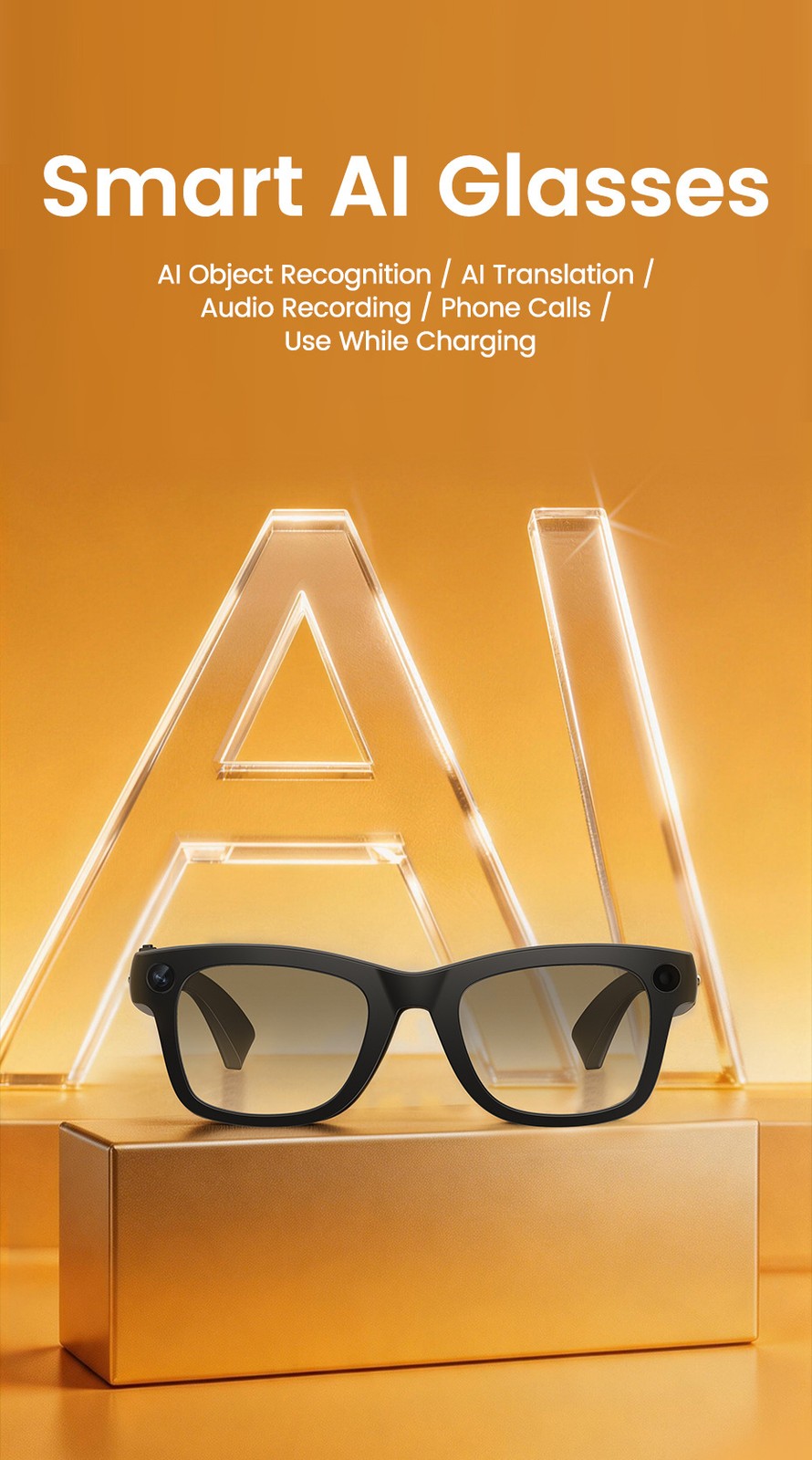 Smart Glasses Camera Bluetooth Calling Music Video Recording AI Translation byh