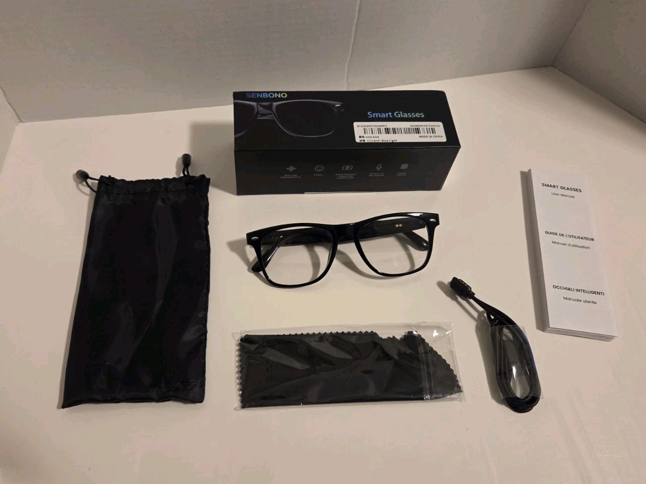 SENBONO E13 Smart Glasses Bluetooth Call/Music/Voice Blue Light – FULL-RIM FRAME