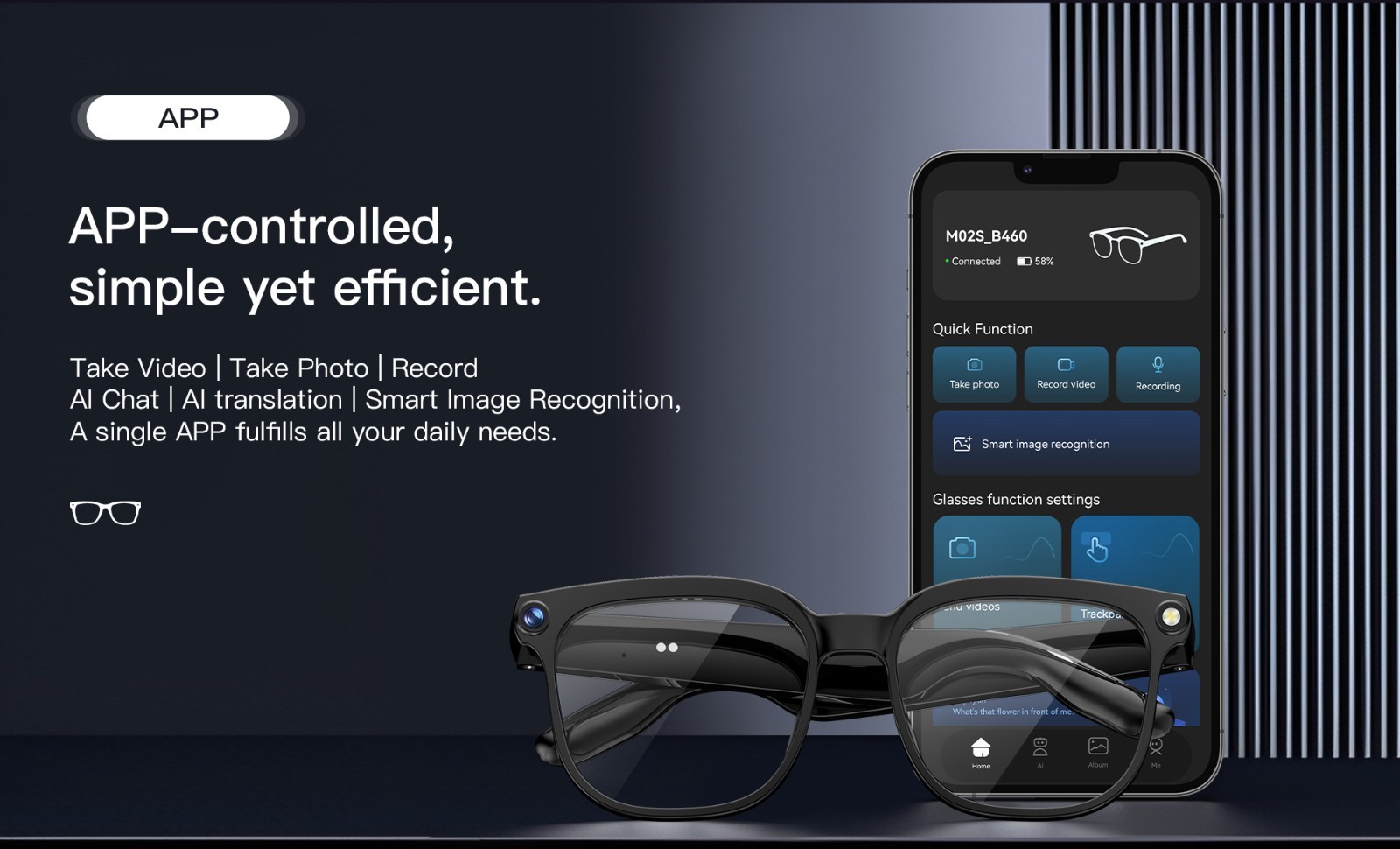 New AI smart glasses with 8MP camera and real-time translation