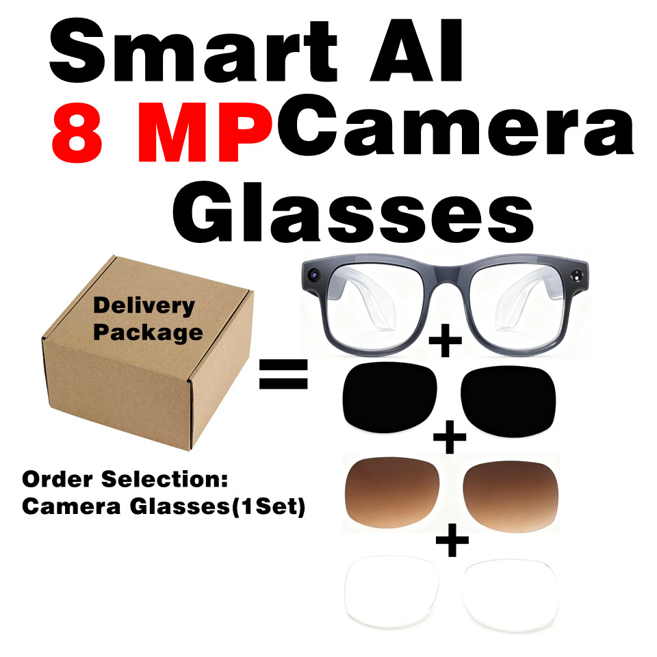 AI Smart camera glasses with 4K recording for First Person Vlog