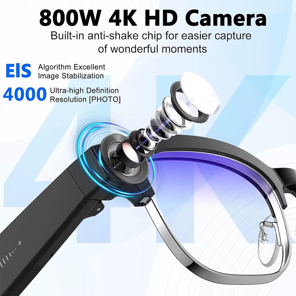 4K Smart AI Glasses 8MP Camera Recording Videos Photo Recognition Answer Transla