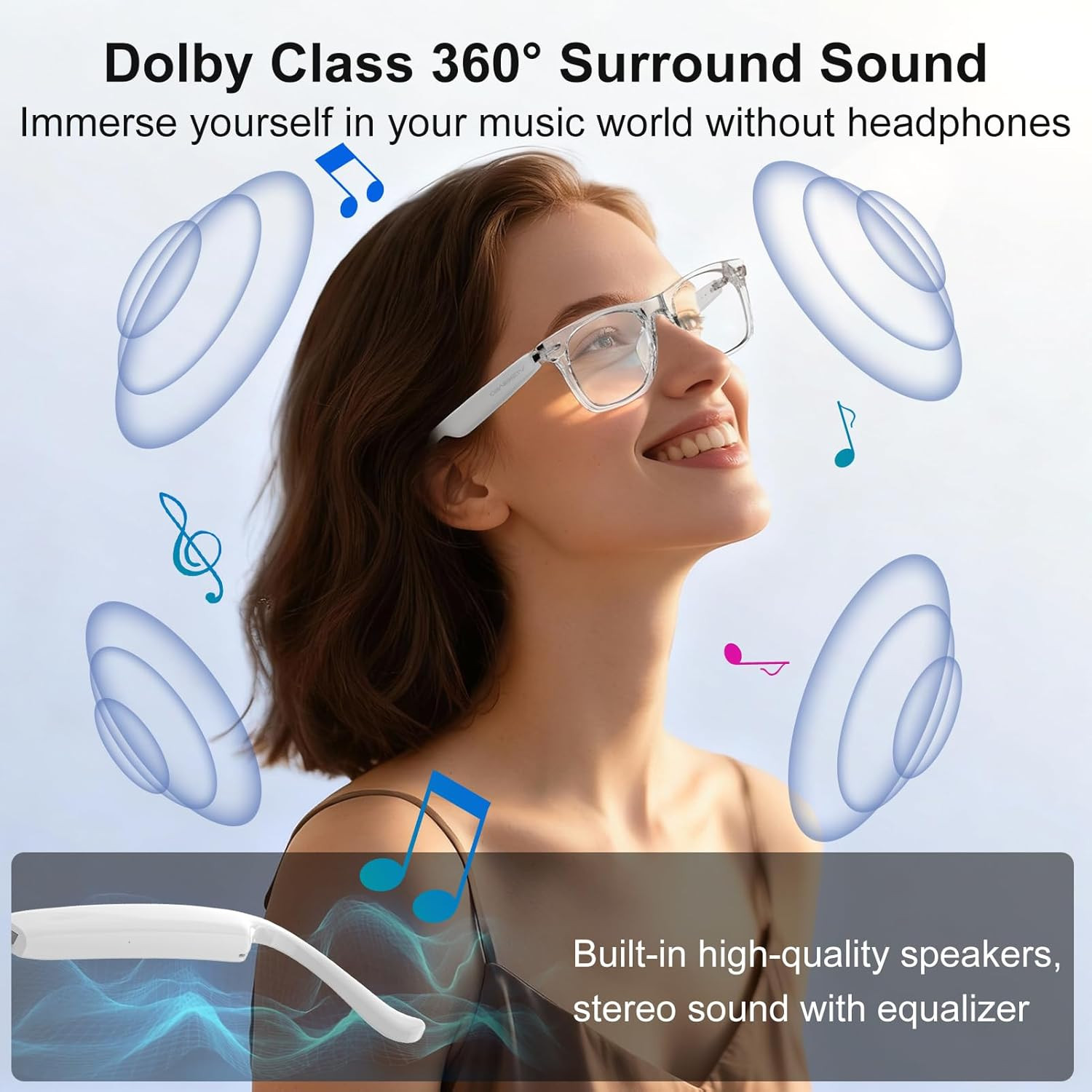 AI Smart Glasses for Women & Men with Chatgpt, Bluetooth Glasses with 165 Langua