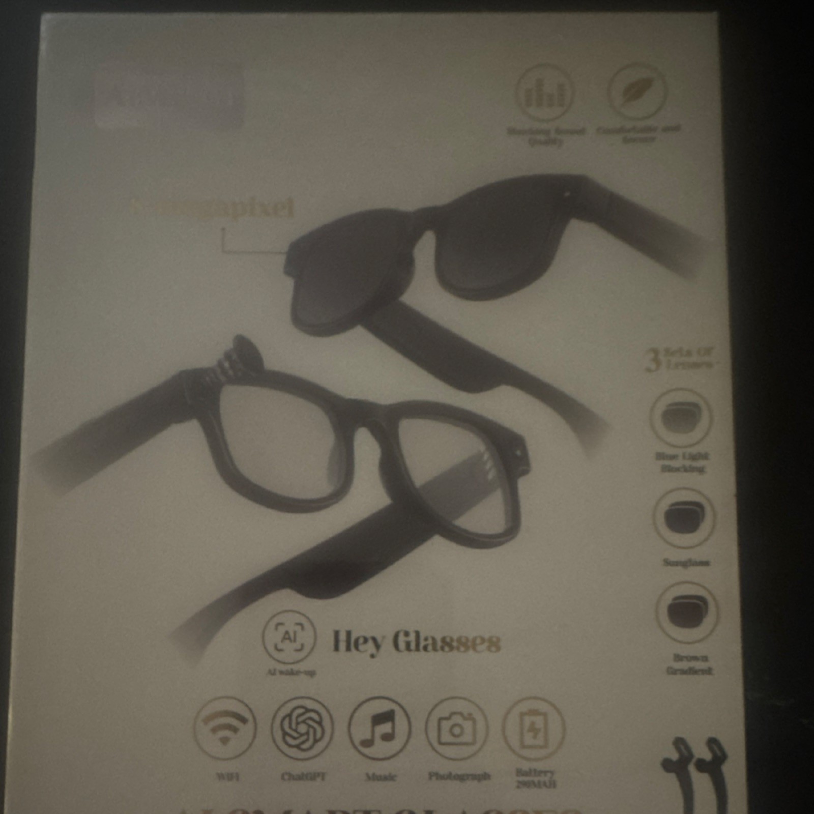 Hey Glasses Cyan Glasses Smart Glasses Wi-Fi Camera Dual HiFi Bass AI Touch