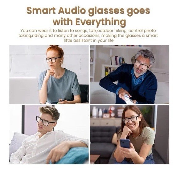 Smart Bluelight Audio Glasses Black ~ ANDROID WEAR ~ Microphone ~ Charging Cable