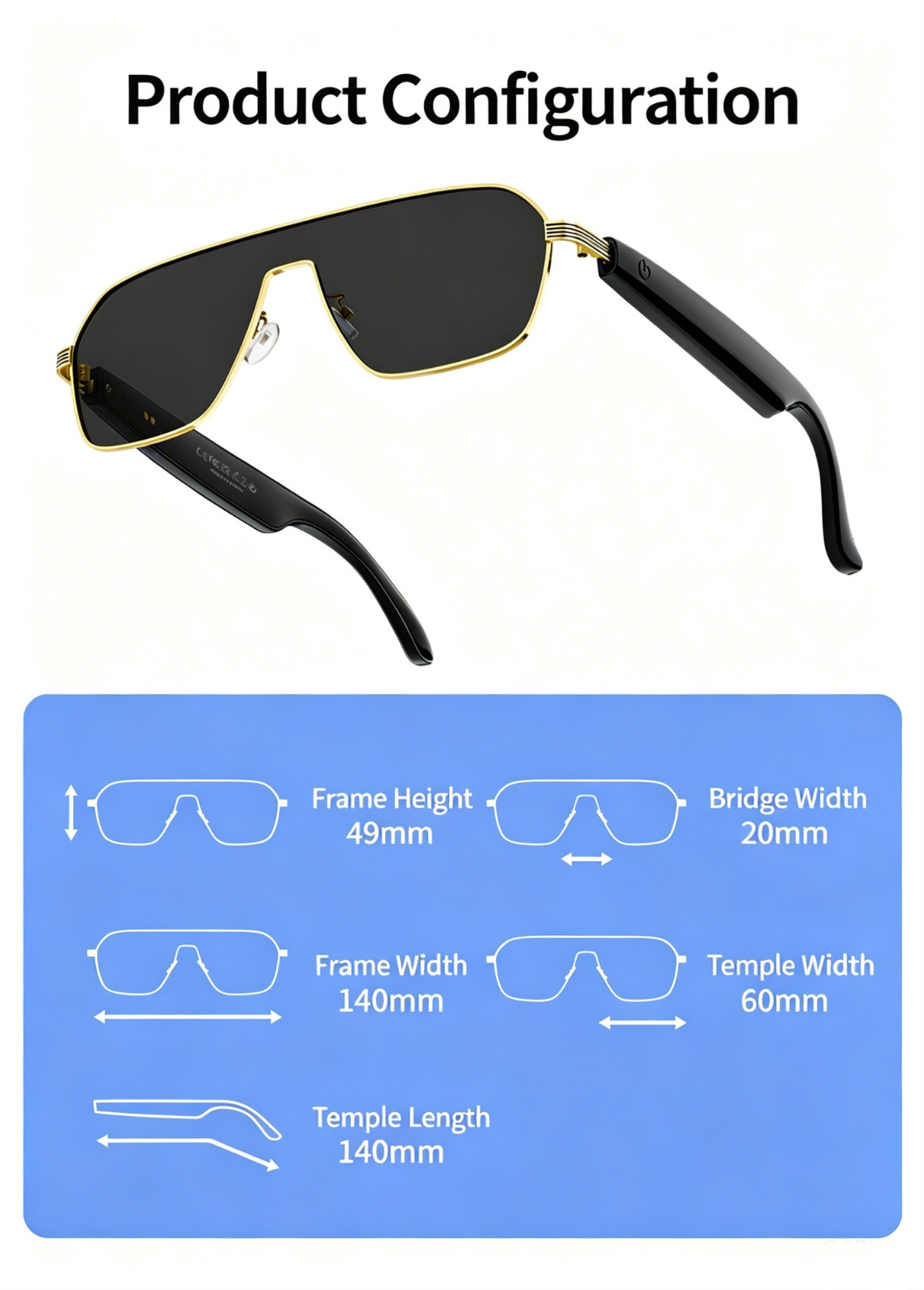 AI Smart Sunglasses Real-Time Translation Bluetooth Call Music UV Protection