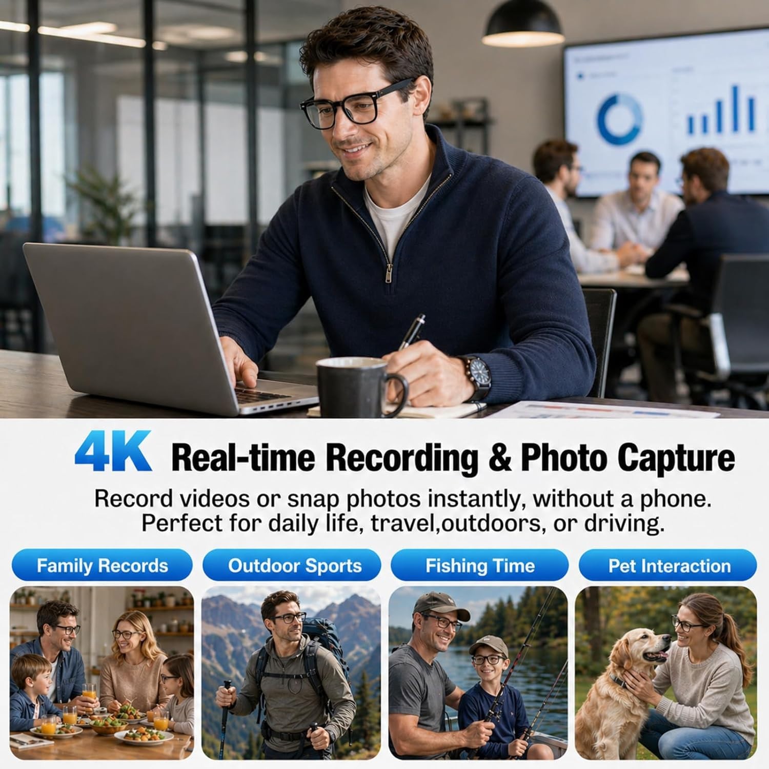 Smart Glasses with Camera for Travel & Content Creation