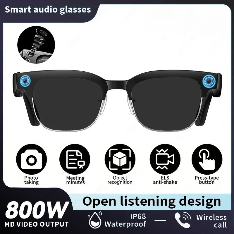 Smart Glasses 800W Camera 1080P Video AI Chat Music Player Call Glasses