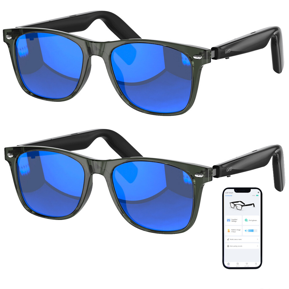 Smart Glasses with Speakers Music Sunglasses 11H Battery IPX4 for Sports 2Packs