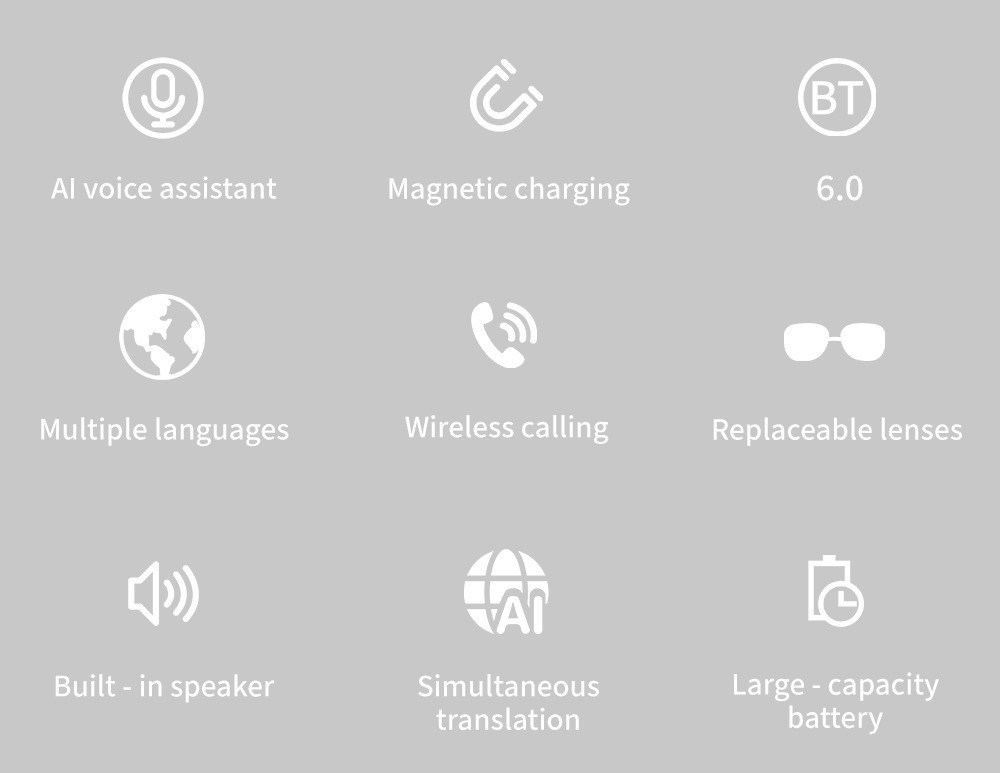 Anti-Blue Ray AI Smart Glasses Voice Assistant Real-Time Translation Call Music