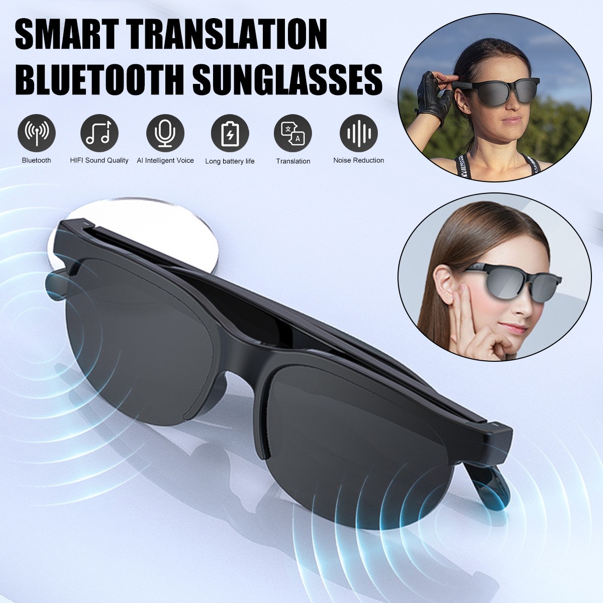 Wireless AI Language Smart Translator Glasses Headset 144- Languages Translation