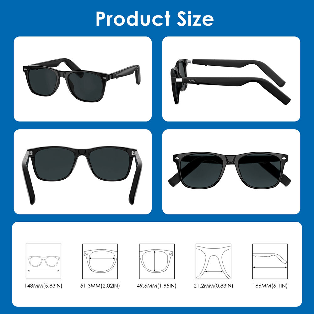 Smart Glasses Speakers Bluetooth Sunglasses Waterproof AI Translator Headphones