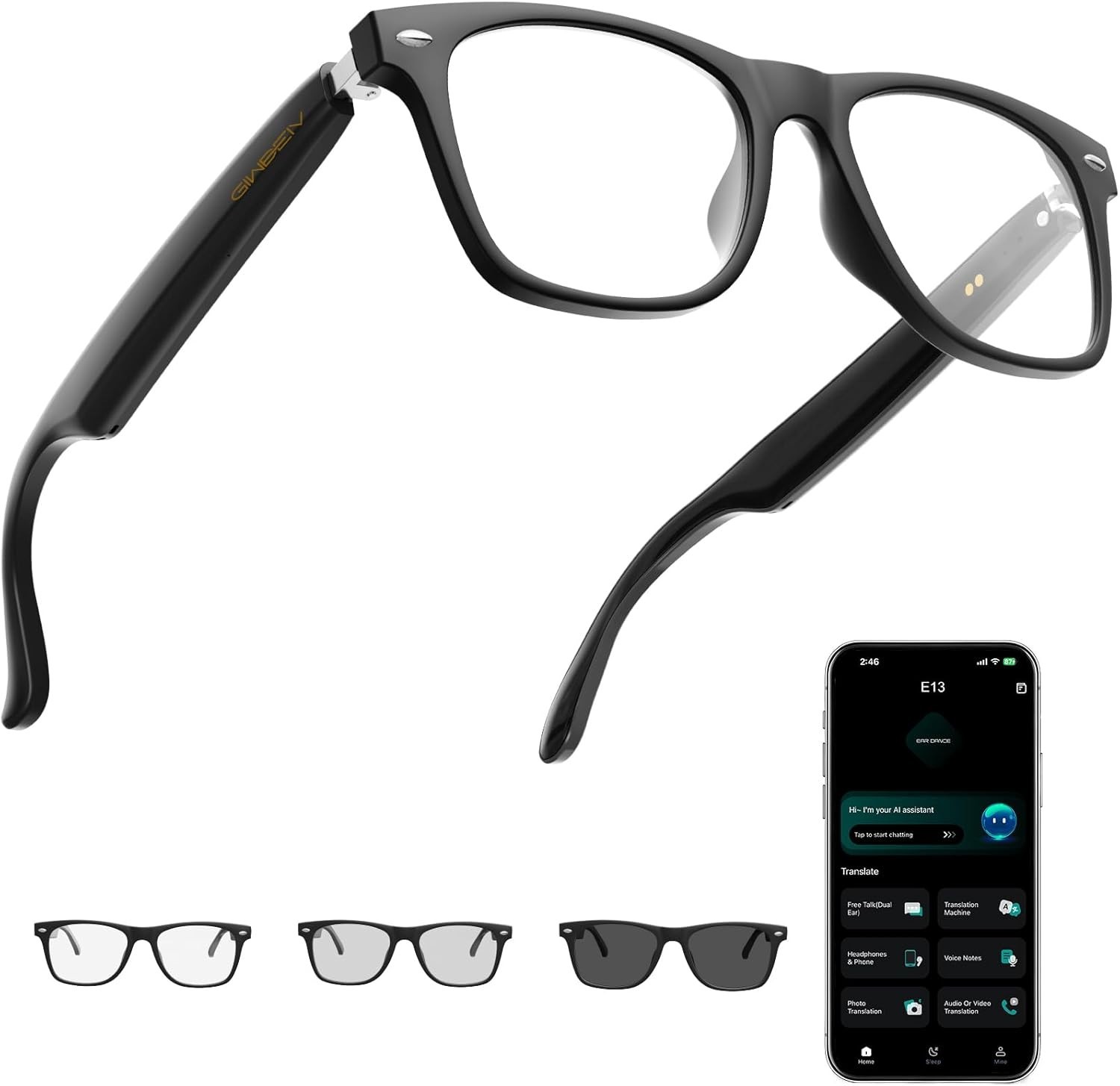 AI Smart Glasses with 164 Languages & Color-Change Lenses for Trendsetters