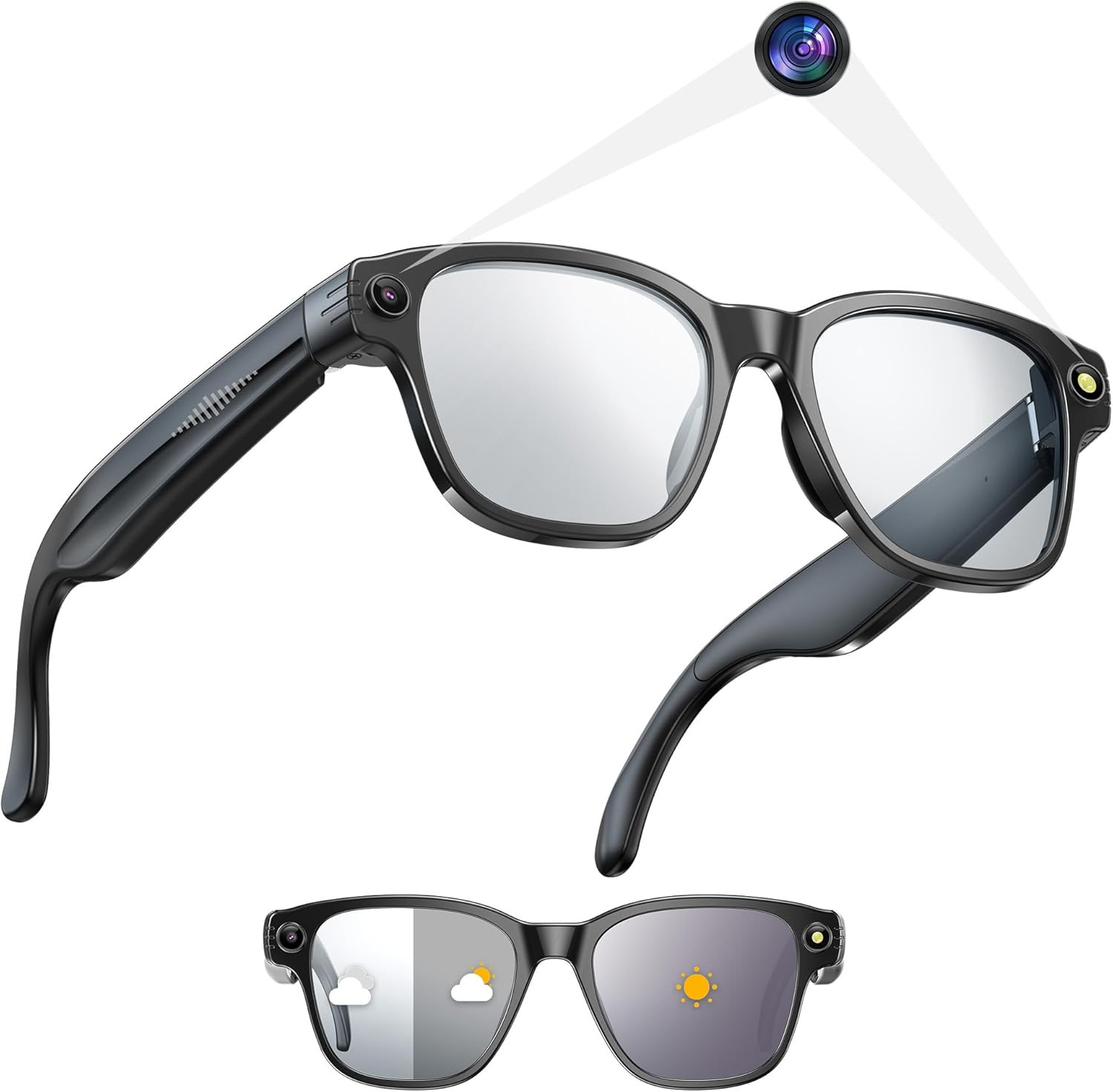 AI Camera Smart Glasses for Men Women with 8MP, 4K Photo/1200P HD Video Recordin