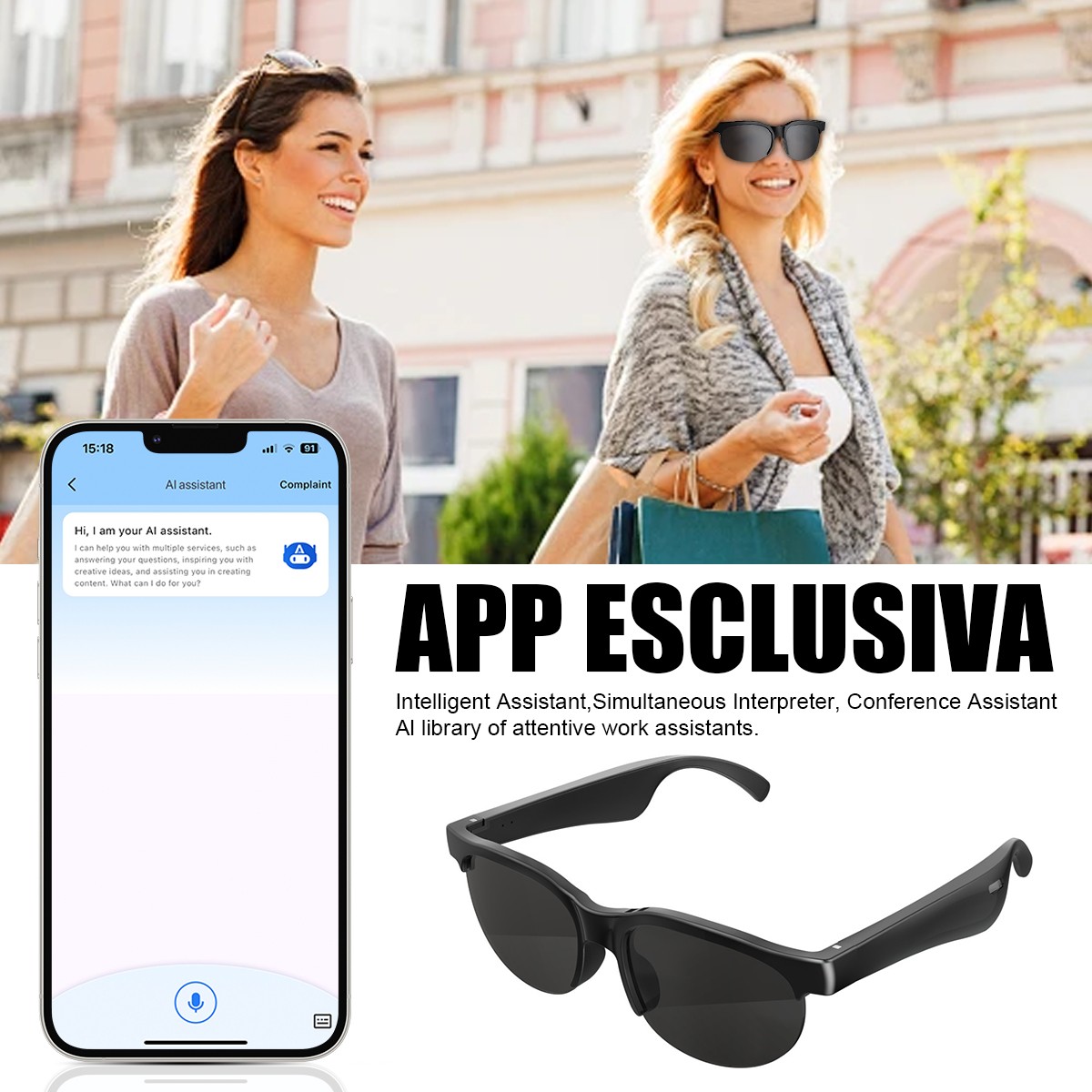 Wireless AI Language Smart Translator Glasses Headset 144 Languages Translation…