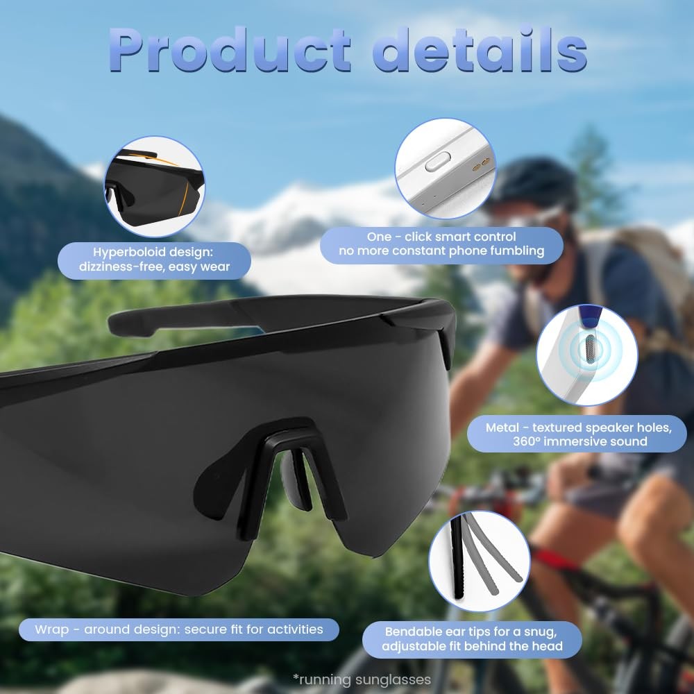 Jacuate Polarized Bluetooth Sunglasses for Men,Sport Smart Glasses for Women …