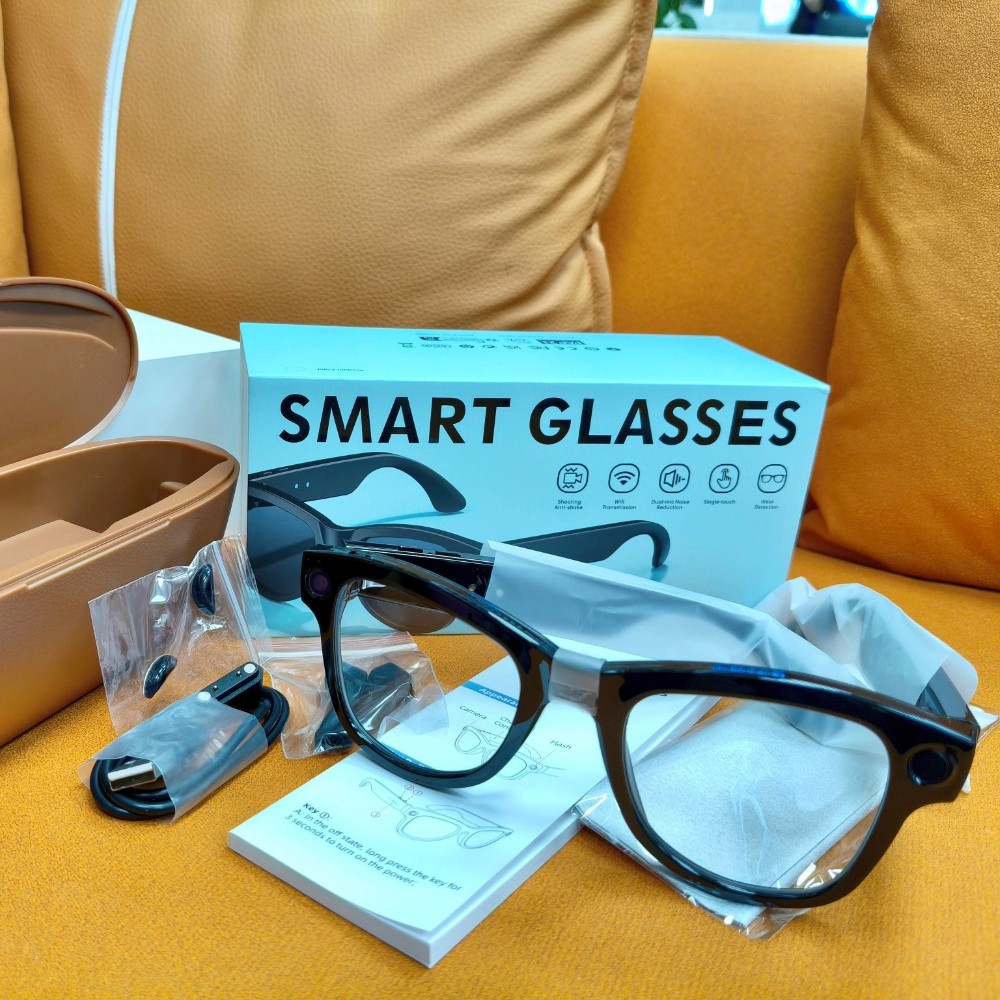 Smart HD Camera Glasses With Charging Case AI Translator Bluetooth Call Headset
