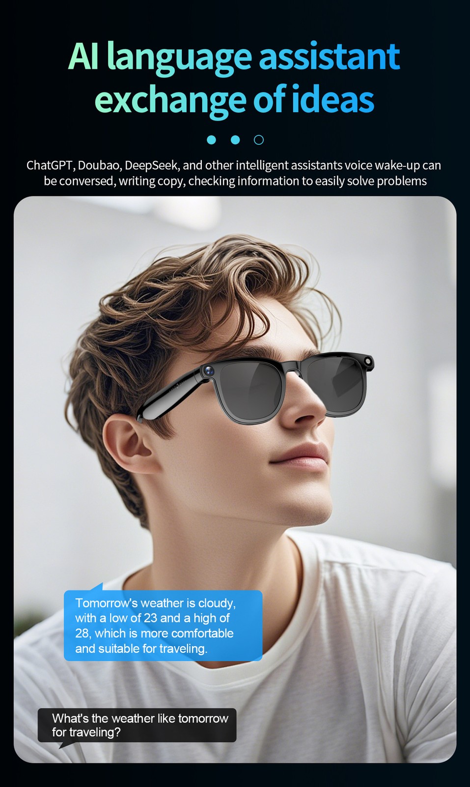 CY01 AI Smart Glasses Camera / Photo / Video Recording/ AI Translation Bluetooth