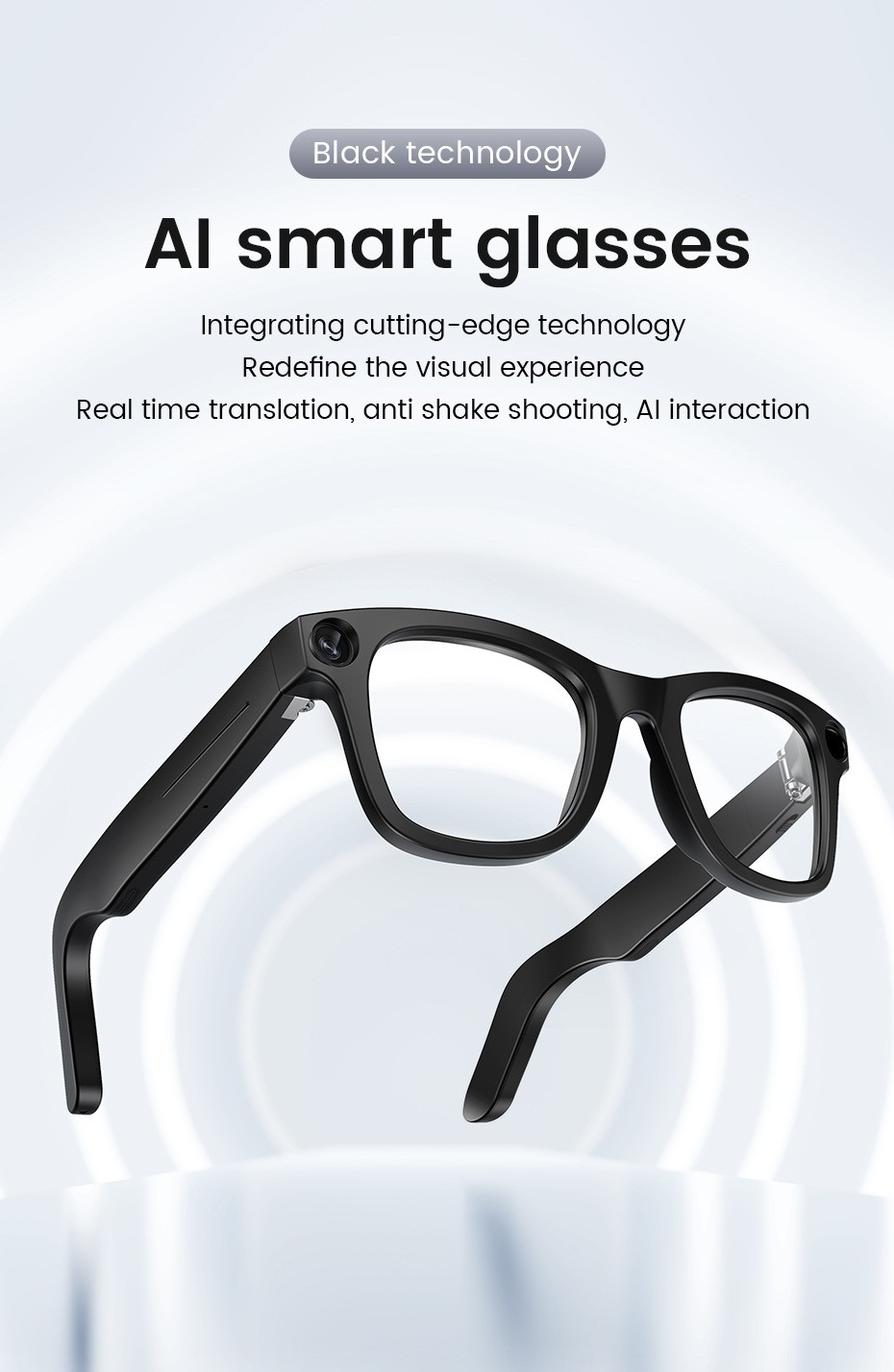 E03 AI Smart Glasses Shooting Glasses Anti-shake Voice Translation Recognition