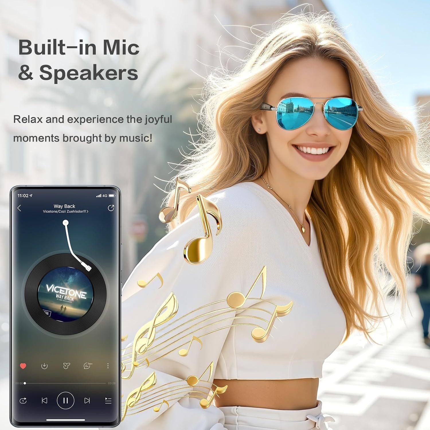 Voice Assistant Enabled Smart Glasses – Real-Time Translation & UV400 Protection