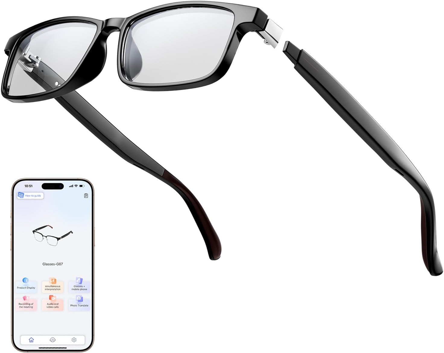 Lentes Inteligentes de Traduccion 100 Idiomas Bluetooth 5.4 Interprete En