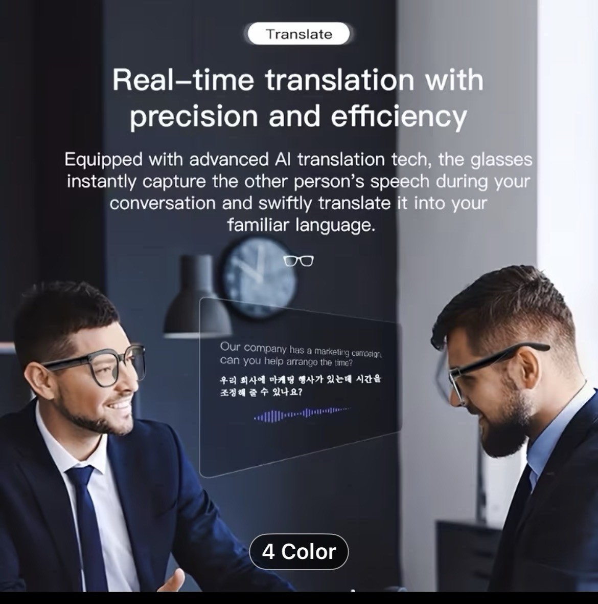 M02S Smart Camera Glasses, AI Voice Assistant, Translation, Bluetooth Wi-Fi