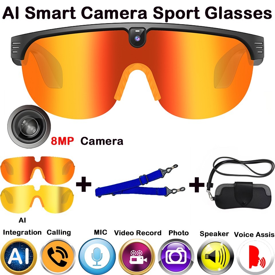 4K HDAI Camera Smart Glasses Bluetooth Call Voice Assistant Waterproof