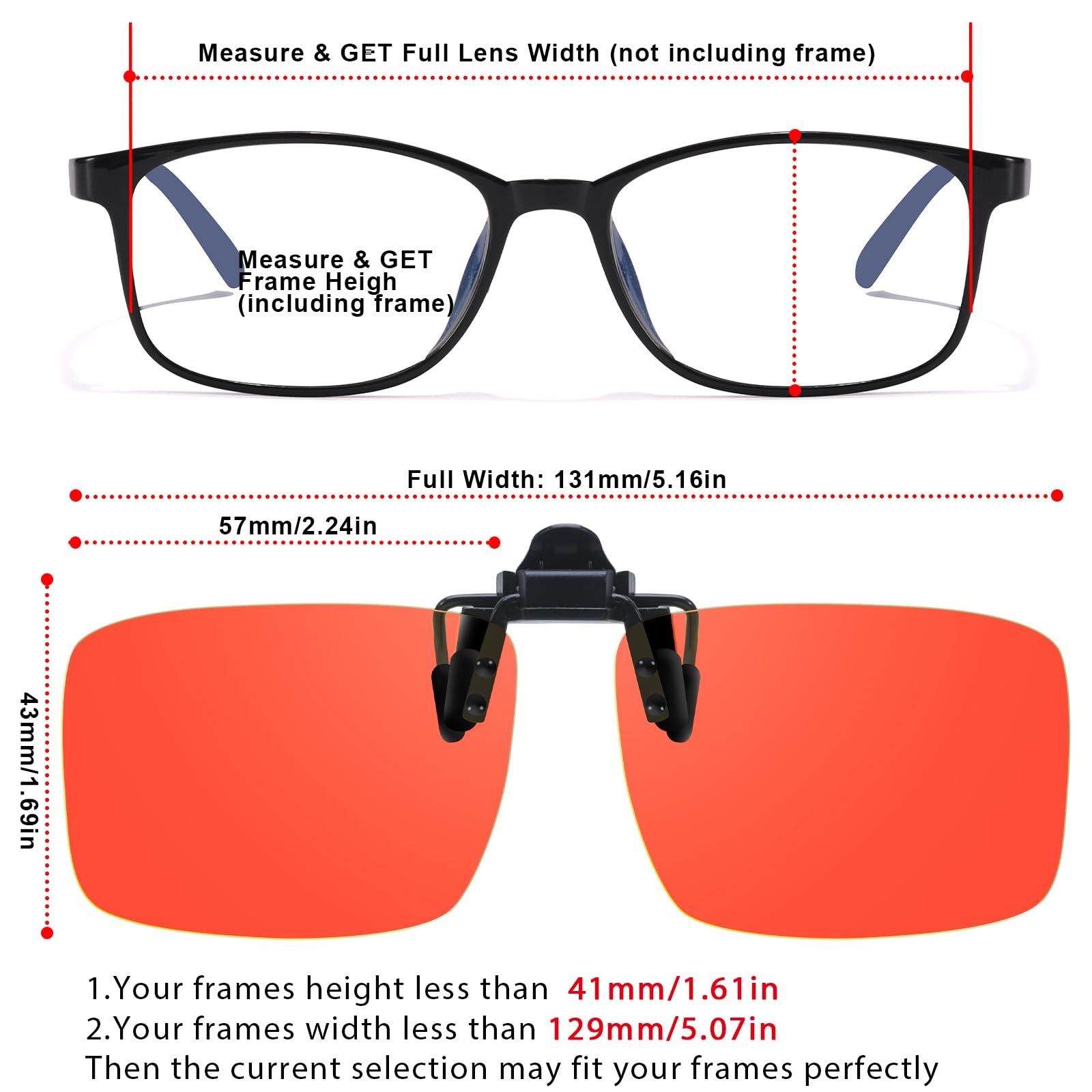 VIEWBETTER 3 Pack Clip On Blue Medium, A801 Orange + Yellow + Clear (3pcs)