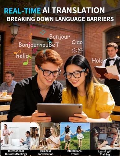 Smart Glasses with Dual 8MP Camera, 2K Photo, 1080P Video, AI Translation & Assi