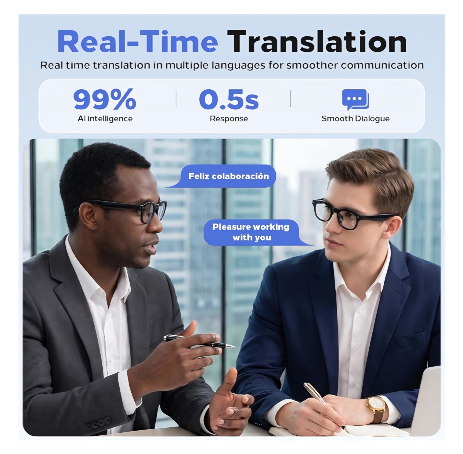 AI Smart Glasses 8MP 4K Camera, Bluetooth, Translation, Voice Assistant