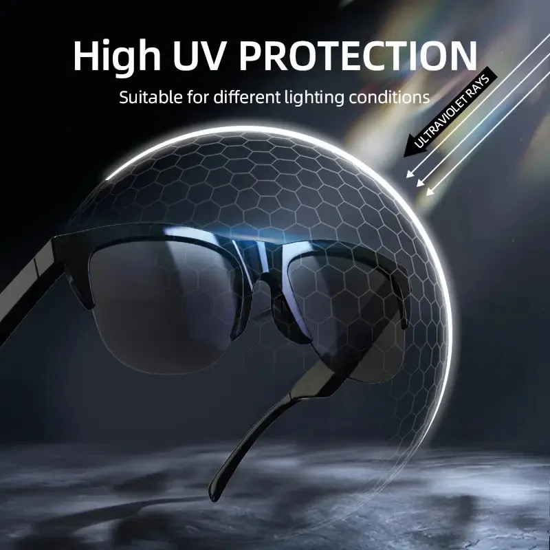 Smart Glasses AI Translation Bluetooth Call Music Headphones Outdoor Sunglasses