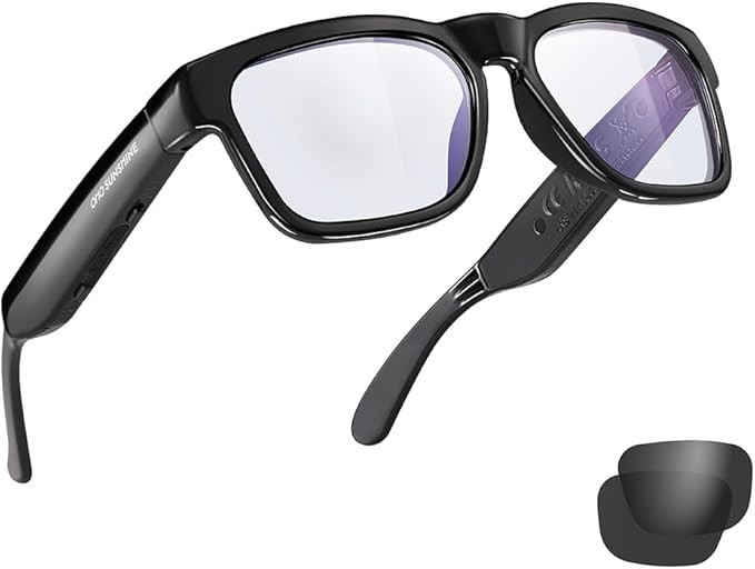OhO Sunshine Bluetooth Audio Sunglasses Open Ear 10H Voice Control Black NEW