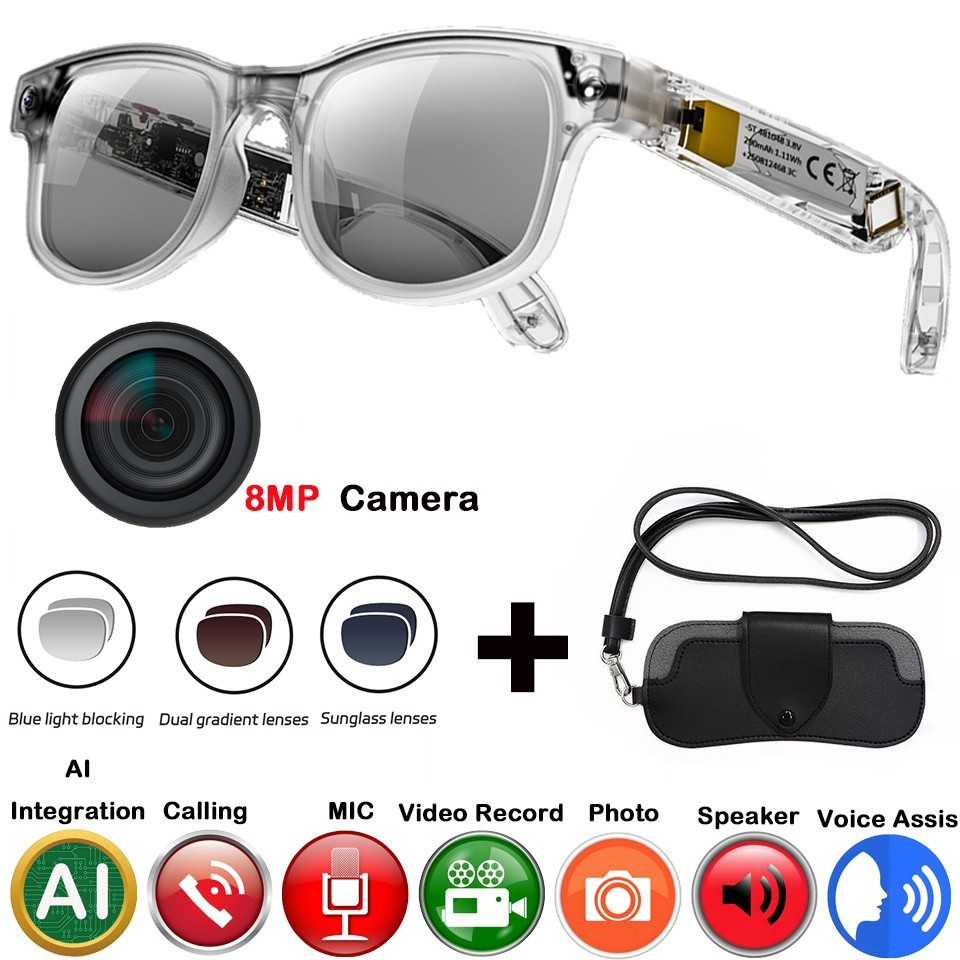 AI Camera Smart Glasses Multifunction Camera Bluetooth Call Voice
