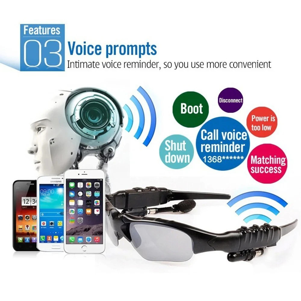 Wireless Bluetooth Glasses Music Headset Audio Hands-free Calls Smart Sunglasses