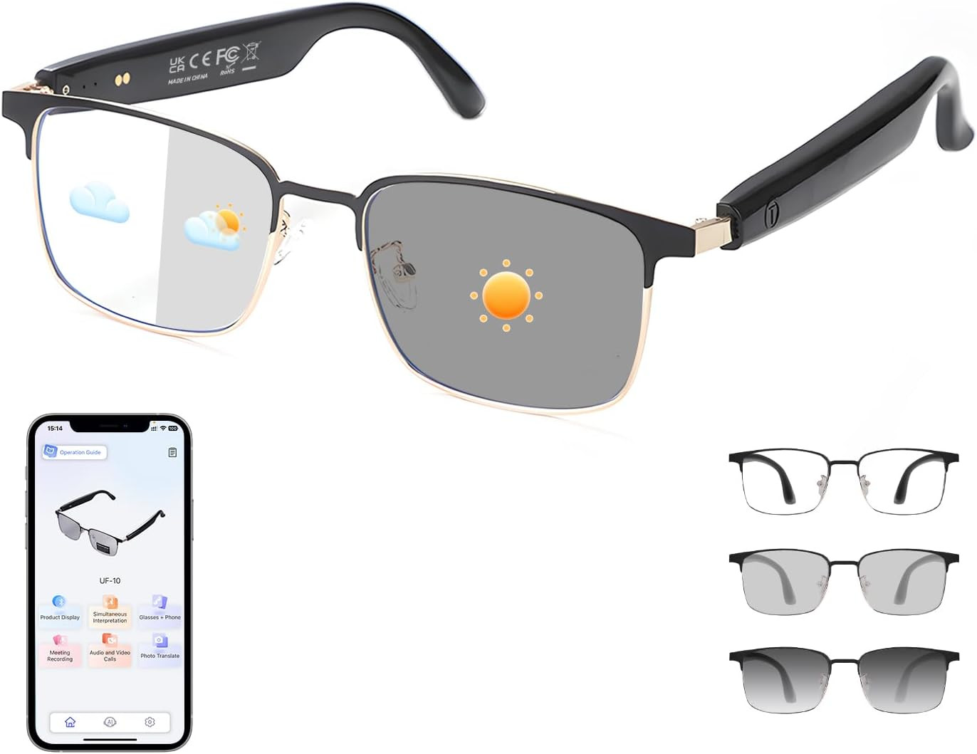 Al Smart Glasses for Men Women – Translation Bluetooth Glasses with 169 Language