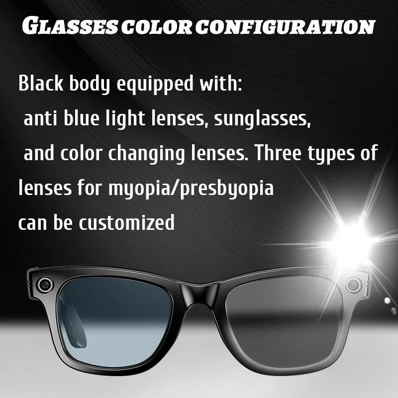LIGE AI Smart Glasses 8MP HD Camera Video Bluetooth Call Intelligent Translation