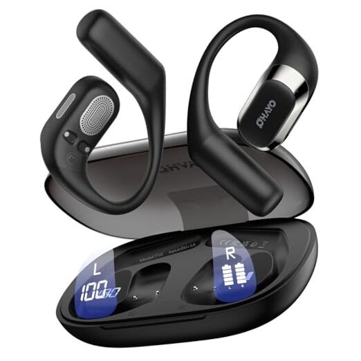 Open Ear Headphones,Over Ear Earbuds with Ergonomic Earhook,Bluetooth Black