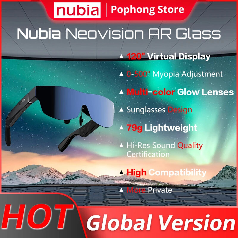 Global Version Nubia AR Glass weight 120 inch HD huge screen 0-500