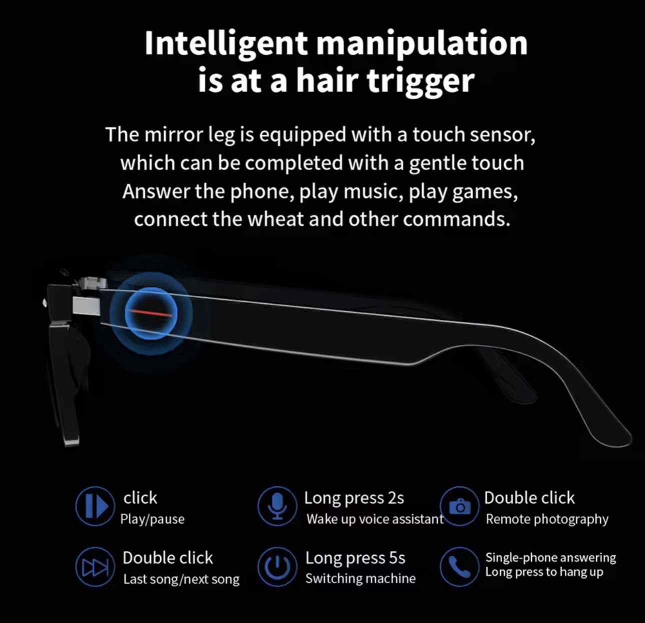 New 4K Smart AI Glasses 8MP Camera Recording Videos Photo Answer Music Camera