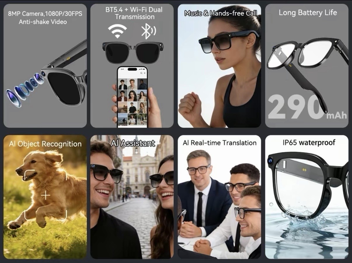 Osawalla Smart Glasses – Black Frame with Green-Tinted Lenses