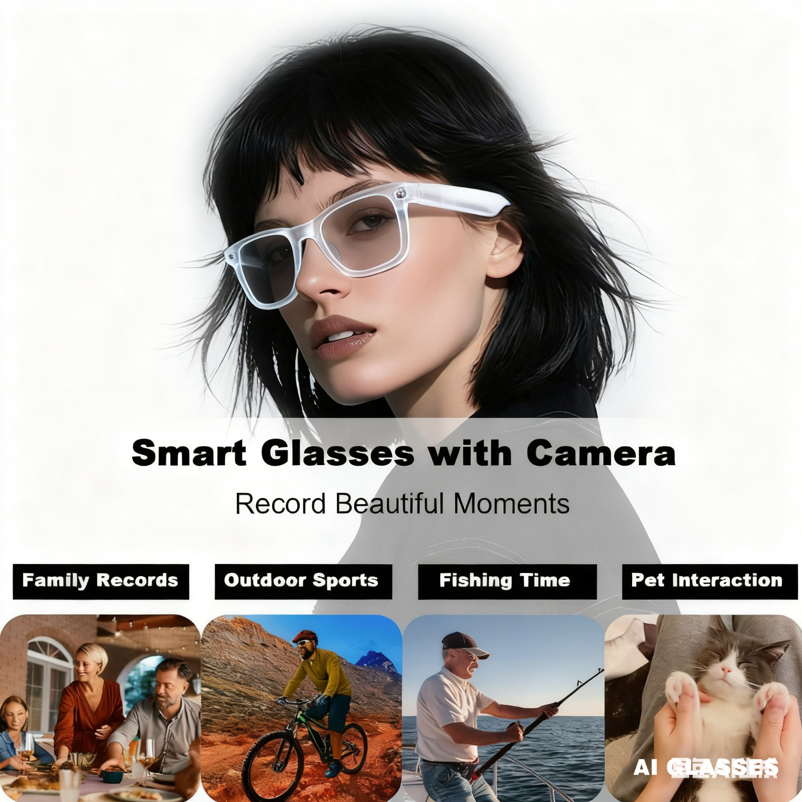 AI Bluetooth Smart Glasses with Camera & Voice Assistant and AI translation