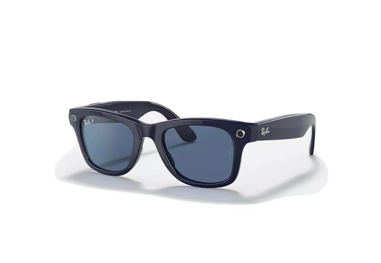 Ray-Ban Stories Meteor Smart Glasses Blue / Polar Dark Blue. (Standard Size)