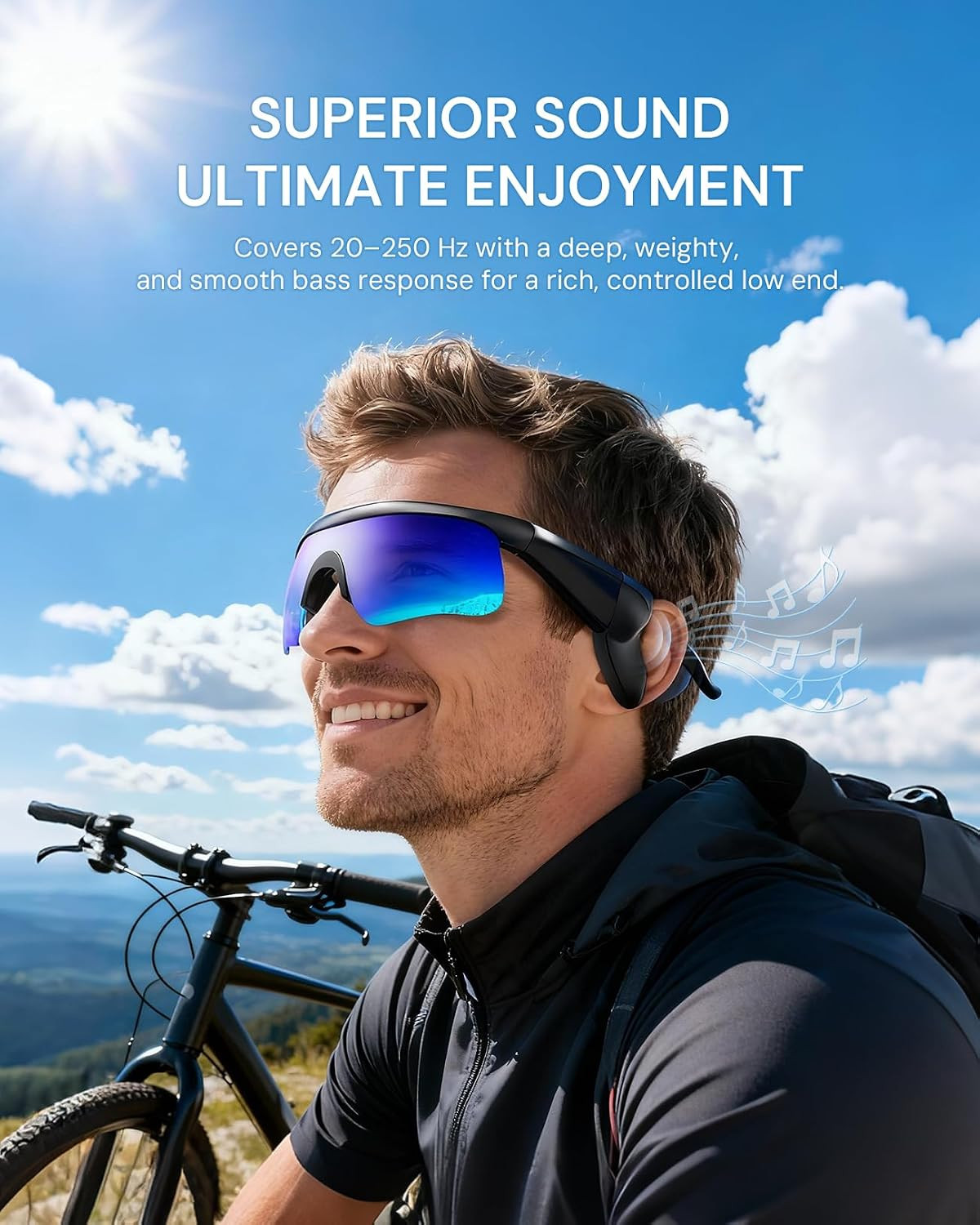 Bluetooth Glasses for Men & Women, Polarized UV400 Smart Audio Sunglasses for Dr