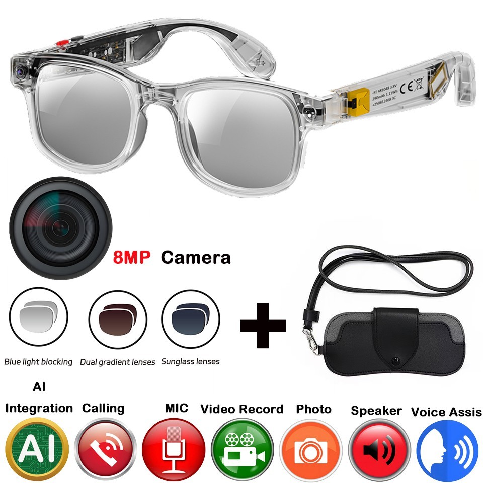 800W Pixel Camera Glasses Bluetooth Smart AI Glasses Micro Camera Photograp