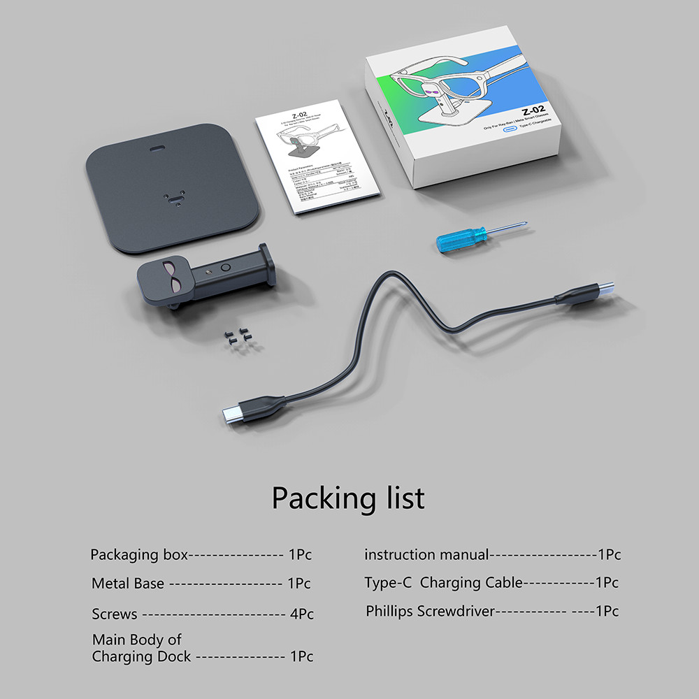 For Meta Oakley HSTN/Scriber AI Glasses Dual USB C Breathing Light Charging Dock